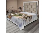 Abakuhaus Lenzuolo Astratto, Vista Sul Canale Di Bruges Architettura Gotica Classica, Stampa Artistica Con Colori Acquerellati, Lenzuolo Morbido E Confortevole Per Un Letto Decorativo 1 Pezzo 244 Cm X 205 Cm, Multicolore