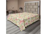 Abakuhaus Lenzuolo Con Coccinelle, Design Curvo Con Coccinelle E Motivi Retrò A Tema Piccoli Coleotteri, Lenzuolo Morbido E Confortevole Per Un Letto Decorativo 1 Pezzo 244 Cm X 205 Cm, Verde Chiaro Rosa