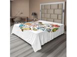 Abakuhaus Lenzuolo Sportivo, Figura A Cuore Con Icone Sportive Nuoto Pattinaggio Muscoli Stile Di Vita Sano Vita Sana, Lenzuolo Morbido E Confortevole Per Un Letto Decorativo 1 Pezzo 275 Cm X 260 Cm, Multicolore