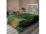 Abakuhaus Lenzuolo Tropicale, Giungla Tropicale, Sentiero Tra Gli Alberi, Fogliame, Natura Selvaggia, Paesaggio Naturale, Morbido E Confortevole Lenzuolo Superiore Per Un Letto Decorativo, 1 Pezzo, 260 Cm X 168 Cm, Verde Marrone
