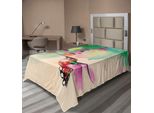 Abakuhaus Lenzuolo Colibrì, Arte Con Uccellino Colibrì E Fiori, Tema Romantico Primaverile Tropicale, Lenzuolo Morbido E Confortevole Per Un Letto Decorativo, 1 Pezzo, 190 Cm X 100 Cm, Verde