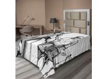 Abakuhaus Lenzuolo Con Musica Jazz, Illustrazione Di Un Musicista Jazz, Concerto Di Musica Con Tamburi, Lenzuolo Morbido E Confortevole Per Un Letto Decorativo 1 Pezzo 260 Cm X 168 Cm, Bianco Nero
