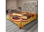 Abakuhaus Lenzuolo Vintage, Auto D'epoca Simbolismo Americano Statua Della Libertà Stampa Su Carta Antica, Lenzuolo Morbido E Confortevole Per Un Letto Decorativo 1 Pezzo 260 Cm X 228 Cm, Giallo Rosso Marrone