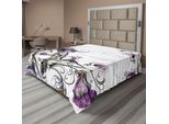 Abakuhaus Lenzuolo Colibrì, Fiori Uccellino E Motivo Classico Linee Sinuose Ornamento Nostalgico, Morbido E Confortevole Lenzuolo Superiore Per Un Letto Decorativo 1 Pezzo 260 Cm X 228 Cm, Nero Viola