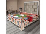 Abakuhaus Lenzuolo Da Baseball, Logo Baseball Retrò Pop Art Con Stampa A Strisce, Mazza E Palla Da Baseball, Lenzuolo Morbido E Confortevole Per Un Letto Decorativo, 1 Pezzo, 266 Cm X 260 Cm, Multicolore