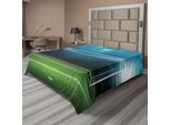 Abakuhaus Lenzuolo Da Calcio, Porta Da Calcio Area Sportiva Vincitore Perdente Linea Riflettori Migliore Squadra Finale Tema, Lenzuolo Morbido E Confortevole Per Un Letto Decorativo 1 Pezzo 275 Cm X 260 Cm, Verde Blu