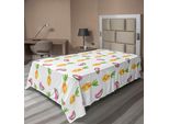Abakuhaus Lenzuolo Con Motivo Ananas, Ananas E Anguria, Motivo Minimalista, Acquerello Pastello, Lenzuolo Morbido E Confortevole Per Un Letto Decorativo, 1 Pezzo, 190 Cm X 100 Cm, Multicolore