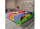 Abakuhaus Lenzuolo Da Letto Calcio, Elementi Di Design Calcio Con Quattro Giocatori In Diverse Posizioni Sul Campo League Men Modern, Morbido E Confortevole Lenzuolo Superiore Per Un Letto Decorativo 1 Pezzo 266 Cm X 260 Cm, Multicolore