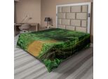 Abakuhaus Lenzuolo Tropicale, Giungla Tropicale, Sentiero Tra Gli Alberi, Fogliame, Natura Selvaggia, Paesaggio Naturale, Morbido E Confortevole Lenzuolo Superiore Per Un Letto Decorativo, 1 Pezzo, 260 Cm X 228 Cm, Verde Marrone