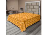 Abakuhaus Lenzuolo Quatrefoil, Motivo Girih A Forma Di Trifoglio, Griglia Orientale, Tradizione Floreale, Arabo Orientale, Lenzuolo Morbido E Confortevole Per Un Letto Decorativo, 1 Pezzo, 244 Cm X 205 Cm, Marrone Giallo