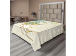 Abakuhaus Lenzuolo Colibrì, Colibrì E Fiori Tropici Estate Stile Esotico Pianta Esotica Natura, Morbido E Confortevole Lenzuolo Superiore Per Un Letto Decorativo 1 Pezzo 260 Cm X 228 Cm, Verde Acqua Giallo
