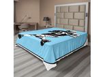 Abakuhaus Lenzuolo Sportivo, Lega Americana Di Football Americano Giocatori Di Rugby Corriamo Con Vecchie Illustrazioni Retrò, Morbido E Confortevole Lenzuolo Superiore Per Un Letto Decorativo 1 Pezzo 244 Cm X 205 Cm, Blu Nero Bianco