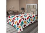 Abakuhaus Lenzuolo Ananas, Vivace Stampa Multicolore Con Tema Tropicale Ananas Palme Albero Isola Silhouette, Lenzuolo Morbido E Confortevole Per Un Letto Decorativo 1 Pezzo 190 Cm X 100 Cm, Multicolore