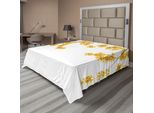 Abakuhaus Lenzuolo Giallo, Ramo Fiorito, Fioritura Primaverile, Giardino Soleggiato, Tema Naturale, Morbido E Confortevole Lenzuolo Superiore Per Un Letto Decorativo, 1 Pezzo, 244 Cm X 205 Cm, Giallo Marrone
