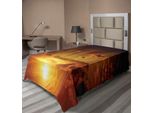 Abakuhaus Lenzuolo Wolken, Drammatico Tramonto Infuocato Cielo Crepuscolo Quotidiano Rotazione Immagine Mistica, Morbido E Confortevole Lenzuolo Superiore Per Un Letto Decorativo 1 Pezzo 260 Cm X 168 Cm, Arancione