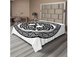 Abakuhaus Lenzuolo Celtico, Albero Della Vita Circolare Nodo Eroico Motivi Naturali Illustrazione, Lenzuolo Superiore Morbido E Confortevole Per Un Letto Decorativo 1 Pezzo 266 Cm X 260 Cm, Bianco E Nero
