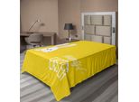 Abakuhaus Lenzuolo Giallo, Coniglietto Pasquale, Caricatura Animale, Primavera, Divertimento, Festa, Stampa Artistica, Lenzuolo Morbido E Confortevole Per Un Letto Decorativo, 1 Pezzo, 260 Cm X 168 Cm, Giallo E Bianco