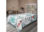 Abakuhaus Lenzuolo Nautico, Set Sea Con Pesci, Salvagente, Gabbiani, Faro, Tema Marittimo Ispirato Alla Marina, Lenzuolo Morbido E Confortevole Per Un Letto Decorativo, 1 Pezzo 190 Cm X 100 Cm, Bianco, Rosso, Blu