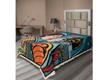 Abakuhaus Amore Lenzuola, Cartoon Bacio Donna Astronauta Scienza Cosmo Pop Art Bacio Amore Romantico, Morbido E Confortevole Lenzuolo Superiore Per Un Letto Decorativo 1 Pezzo 190 Cm X 100 Cm, Multicolore