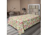 Abakuhaus Lenzuolo Con Coccinelle, Design Curvo Con Coccinelle E Motivi Retrò A Tema Piccoli Coleotteri, Lenzuolo Superiore Morbido E Confortevole Per Un Letto Decorativo 1 Pezzo 260 Cm X 168 Cm, Verde Chiaro Rosa