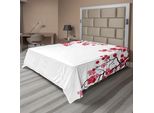 Abakuhaus Lenzuolo Con Fiori, Illustrazione Sakura In Fiore, Stampa Tradizionale Floreale, Lenzuolo Morbido E Confortevole Per Un Letto Decorativo, 1 Pezzo, 244 Cm X 205 Cm, Viola Scuro, Bianco, Rosa