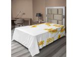 Abakuhaus Lenzuolo Giallo, Ramo Fiorito, Fioritura Primaverile, Giardino Soleggiato, Tema Naturale, Morbido E Confortevole Lenzuolo Superiore Per Un Letto Decorativo, 1 Pezzo, 260 Cm X 168 Cm, Giallo Marrone