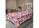 Abakuhaus Lenzuolo Ananas, Stampa Dai Colori Vivaci, Foglie Naturali, Fiori Di Ibisco, Ananas, Hawaii Tropicale, Lenzuolo Morbido E Confortevole Per Un Letto Decorativo, 1 Pezzo, 190 Cm X 100 Cm, Multicolore