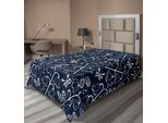 Abakuhaus Lenzuolo Blu Navy, Motivo Floreale Tulip Blaubell Con Foglie E Rami, Stampa Femminile, Lenzuolo Morbido E Confortevole Per Un Letto Decorativo, 1 Pezzo 190 Cm X 100 Cm, Blu Scuro E Bianco
