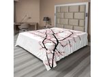 Abakuhaus Lenzuolo Con Fiori, Ciliegio Rosa Illustrazioni Floreali Cultura Asiatica A Tema, Morbido E Confortevole Lenzuolo Superiore Per Un Letto Decorativo 1 Pezzo 244 Cm X 205 Cm, Rosa Nero