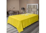 Abakuhaus Lenzuolo Giallo, Motivo Floreale Primaverile Su Sfondo Pulito, Prati Fioriti, Stampa Artistica Scenografica, Lenzuolo Morbido E Confortevole Per Un Letto Decorativo, 1 Pezzo, 190 Cm X 100 Cm, Giallo E Bianco