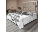 Abakuhaus Lenzuolo Celtico, Teschio Di Cervo Con Piume Etniche Indiane E Motivi Celtici Sulle Corna Boho, Lenzuolo Morbido E Confortevole Per Un Letto Decorativo 1 Pezzo 266 Cm X 260 Cm, Bianco Nero