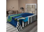 Abakuhaus Lenzuolo Con Motivo Jazz, Sfondo Jazzforte, Chiavi Musicali, Stampa A Tema Musicale, Lenzuolo Morbido E Confortevole Per Un Letto Decorativo, 1 Pezzo, 260 Cm X 168 Cm, Bianco E Verde