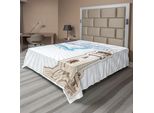 Abakuhaus Lenzuolo Seagulls, Stile Scrapbook, Ritagli E Disegni Marini, Nuvole E Gabbiani, Lenzuolo Superiore Morbido E Confortevole Per Un Letto Decorativo, 1 Pezzo, 275 Cm X 260 Cm, Marrone, Crema, Blu