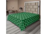 Abakuhaus Lenzuolo Quatrefoil, Quadrifoglio Su Motivo Mosaico Marocchino, Stampa Digitale Tradizionale, Lenzuolo Morbido E Confortevole Per Un Letto Decorativo, 1 Pezzo 275 Cm X 260 Cm, Verde