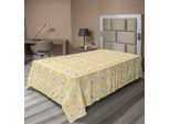 Abakuhaus Lenzuolo Quatrefoil, Motivo Orientale Girih Con Piastrelle A Forma Di Trifoglio E Stampa A Stella Marocchina, Lenzuolo Morbido E Confortevole Per Un Letto Decorativo 1 Pezzo 190 Cm X 100 Cm, Giallo E Bianco
