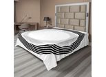 Abakuhaus Spiers Lenzuolo, Elemento Rotante Astratto Con Anelli Concentrici Intrecciati, Grafica Semplice, Lenzuolo Morbido E Confortevole Per Un Letto Decorativo, 1 Pezzo, 244 Cm X 205 Cm, Nero