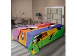 Abakuhaus Lenzuolo Da Letto Calcio, Elementi Di Design Calcio Con Quattro Giocatori In Diverse Posizioni Sul Campo League Men Modern, Morbido E Confortevole Lenzuolo Superiore Per Un Letto Decorativo 1 Pezzo 190 Cm X 100 Cm, Multicolore