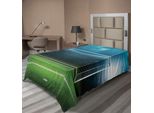 Abakuhaus Lenzuolo Da Calcio, Porta Da Calcio Area Sportiva Vincitore Perdente Linea Riflettori Migliore Squadra Finale Tema, Morbido E Comodo Lenzuolo Superiore Per Un Letto Decorativo 1 Pezzo 190 Cm X 100 Cm, Verde Blu