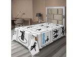 Abakuhaus Lenzuolo Olympia, Sport Competizione Giochi Cartelli Danza Equitazione Bowling Atletica Leggera Tema, Lenzuolo Morbido E Confortevole Per Un Letto Decorativo 1 Pezzo 260 Cm X 168 Cm, Bianco Nero