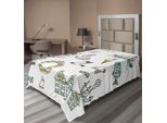 Abakuhaus Lenzuolo Nautico, Elementi Marini Pesci Faro Nave Costume Da Bagno Gabbiani Salvagente Stampa, Lenzuolo Morbido E Confortevole Per Un Letto Decorativo 1 Pezzo 260 Cm X 168 Cm, Verde Pallido Giallo