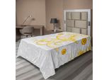 Abakuhaus Lenzuolo Narciso, Motivo Floreale Ripetuto Su Sfondo Di Narcisi, Curve Variabili, Motivo Primaverile, Lenzuolo Morbido E Confortevole Per Un Letto Decorativo, 1 Pezzo, 260 Cm X 168 Cm, Grigio Giallo