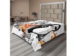 Abakuhaus Lenzuolo Femminile, Party Girl Glasses Con Fiori Decorativo Motivo Sfondo Immagine, Morbido E Confortevole Lenzuolo Superiore Per Un Letto Decorativo 1 Pezzo 244 Cm X 205 Cm, Arancione Nero