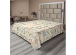 Abakuhaus Lenzuolo Olympia, Collezione Di Icone Del Fitness E Dello Sport, Palestra, Aerobica, Stile Di Vita Sano, Tema Artistico, Lenzuolo Morbido E Confortevole Per Un Letto Decorativo, 1 Pezzo, 266 Cm X 260 Cm, Beige E Blu.