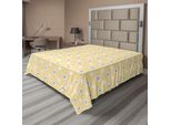 Abakuhaus Lenzuolo Quatrefoil, Motivo Orientale Girih Con Piastrelle A Forma Di Trifoglio E Stampa A Stella Marocchina, Lenzuolo Morbido E Confortevole Per Un Letto Decorativo 1 Pezzo 244 Cm X 205 Cm, Giallo E Bianco