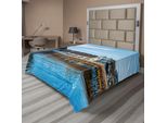Abakuhaus Lenzuolo Decorativo, Vista Del Ponte Delle Cappelle Di Quercia, Lago NordläNder, Stampa Di Città Europea, Lenzuolo Morbido E Confortevole Per Un Letto Decorativo, 1 Pezzo, 275 Cm X 260 Cm, Marrone Blu