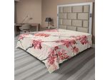 Abakuhaus Lenzuolo Con Fiori, Fiori Di Ciliegio Sakura Stile Orientale Antico Stampa A Tema Vintage, Lenzuolo Morbido E Confortevole Per Un Letto Decorativo 1 Pezzo 244 Cm X 205 Cm, Rosa Beige Grigio
