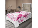 Abakuhaus Lenzuolo Colibrì, Colibrì Vola Verso I Fiori A Pois Fiori Estate Giardino Grafica, Morbido E Confortevole Lenzuolo Superiore Per Un Letto Decorativo 1 Pezzo 190 Cm X 100 Cm, Rosa Fucsia