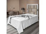 Abakuhaus Lenzuolo Con Illustrazione Di Un Albero Autunnale Con Stampa Naturale Mistica E Drammatica, Lenzuolo Morbido E Confortevole Per Un Letto Decorativo 1 Pezzo 260 Cm X 168 Cm, Bianco Nero