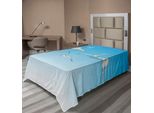Abakuhaus Lenzuolo Seagulls, Gabbiani, Su Sfondo Cielo Sfumato Con Nuvole Disegnate A Mano, Morbido E Confortevole Lenzuolo Superiore Per Un Letto Decorativo, 1 Pezzo, 260 Cm X 168 Cm, Bianco E Blu