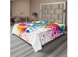 Abakuhaus Lenzuolo Da Calcio, Schizzi Colorati Su Palloni Da Calcio Campionato Mondiale Sportivo Artistico, Morbido E Confortevole Lenzuolo Superiore Per Un Letto Decorativo 1 Pezzo 260 Cm X 228 Cm, Multicolore